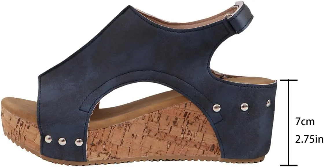 Wide Width Platform Wedge Sandals For Women Summer Dressy, Women's Open Toe Buckle Ankle Strap Summer Platform Wedge Sandals, Ladies Comfortable Low Heel Sandal Wedding Party Dress Shoe