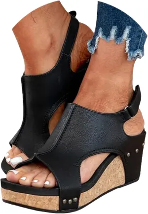 Wide Width Platform Wedge Sandals For Women Summer Dressy, Women's Open Toe Buckle Ankle Strap Summer Platform Wedge Sandals, Ladies Comfortable Low Heel Sandal Wedding Party Dress Shoe