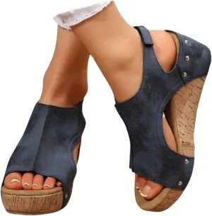 Wide Width Platform Wedge Sandals For Women Summer Dressy, Women's Open Toe Buckle Ankle Strap Summer Platform Wedge Sandals, Ladies Comfortable Low Heel Sandal Wedding Party Dress Shoe
