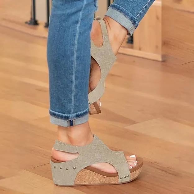 Wide Width Platform Wedge Sandals For Women Summer Dressy, Women's Open Toe Buckle Ankle Strap Summer Platform Wedge Sandals, Ladies Comfortable Low Heel Sandal Wedding Party Dress Shoe