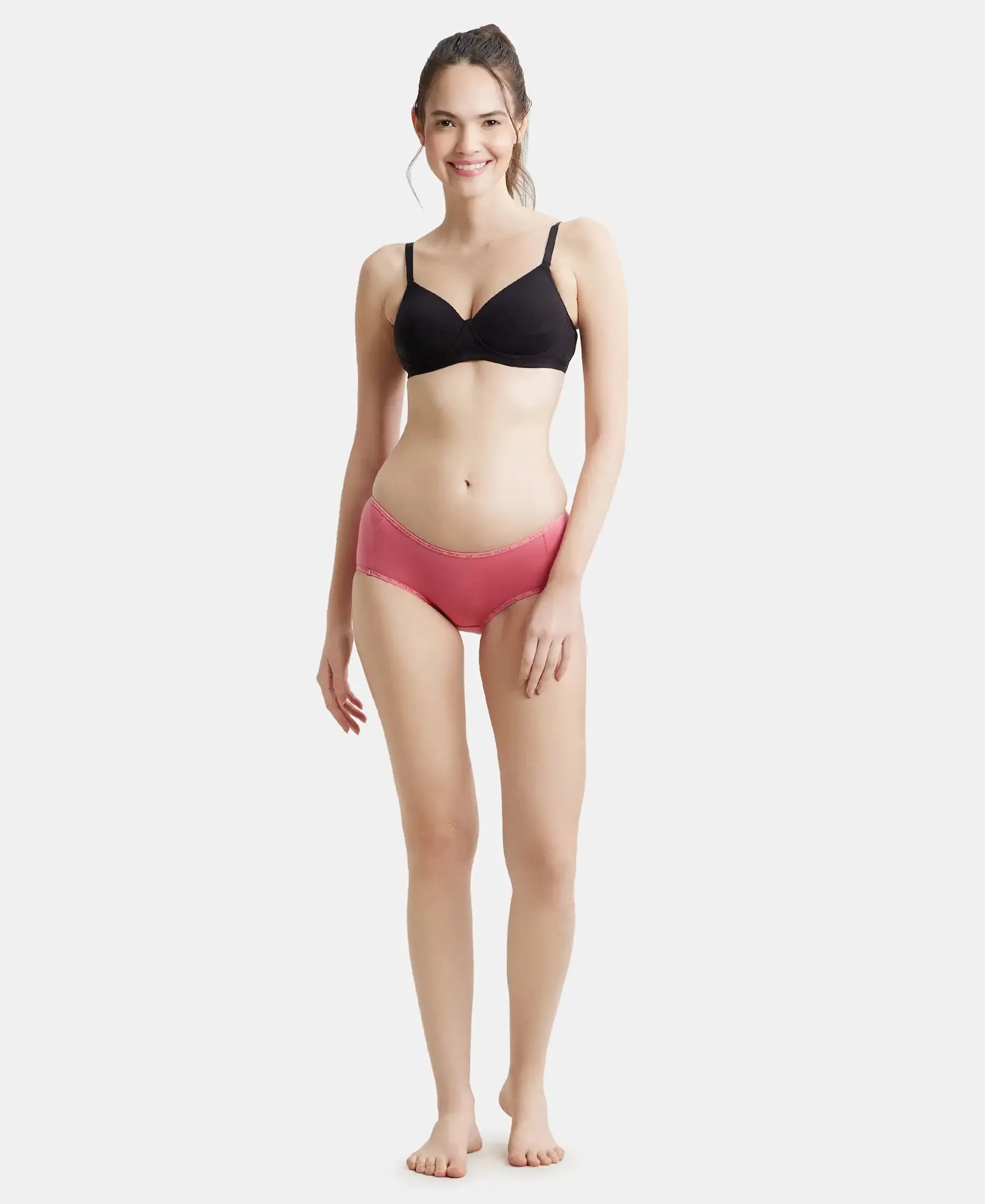 Wirefree Padded Super Combed Cotton Elastane Stretch Full Coverage Slip-On Beginners Bra - Black