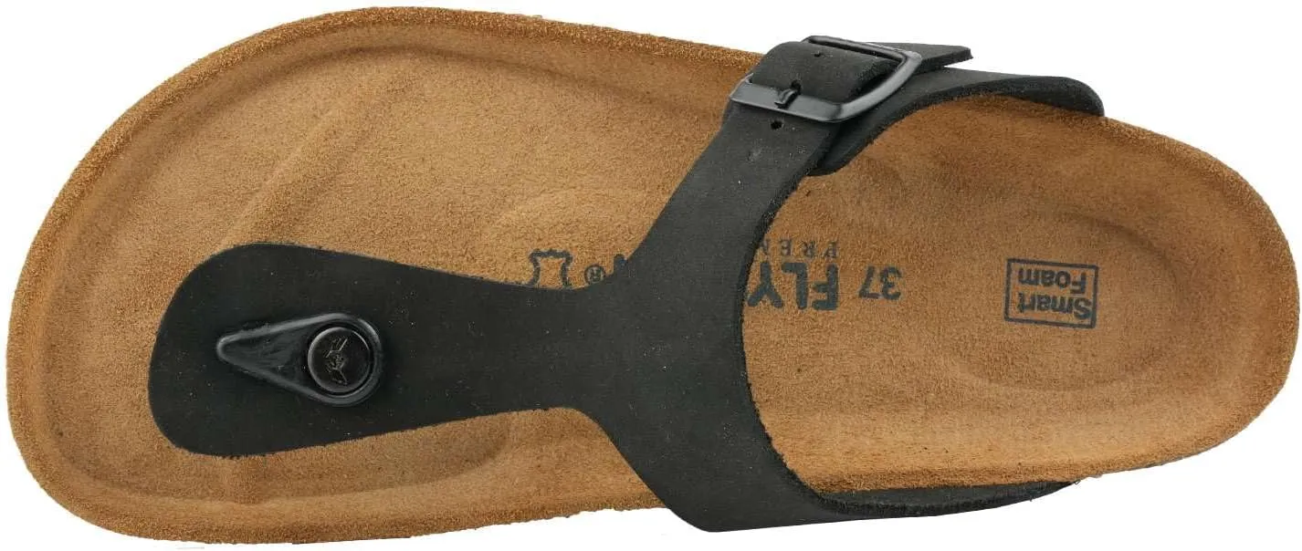 Women's 100% Genuine Leather Sandals - Comfortable Smart Foam Footbed, Slip-On Slides for Summer Wear, Adjustable Fit and Durable Non-Slip Sole