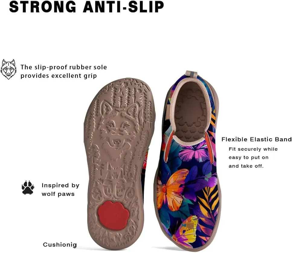 Women's Casual Loafers Microfiber Slip On Sneakers Art Painted Comfortable Soft Travel Shoes Colorful Butterfly