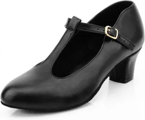 Women's Character Shoes Non-Slip Latin Salsa Ballroom Dance Heels T-Strap Wedding Pumps