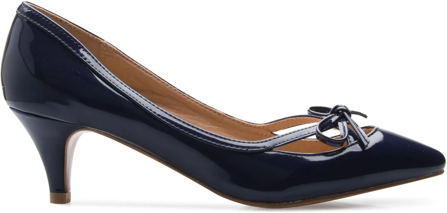 Women¡¯s Classic Closed Toe D'Orsay Bow Kitten Heel Pump | Dress, Work, Party Mid Heeled Pumps