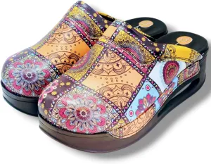 Womens Clogs with Arch Support, Pure Leather, Slip-On Clogs for Women, Perfect for Daily Indoor and Outdoor Usage, Shock Absorption, Breathable Materials