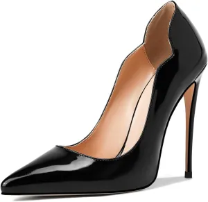 Womens Closed Pointed Toe High Heels Slip On Stiletto Pumps Dress Wedding Shoes 4-Inch