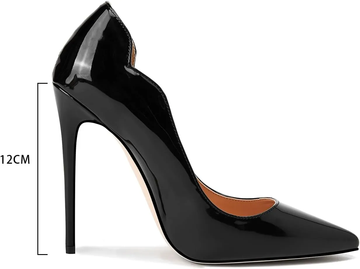 Womens Closed Pointed Toe High Heels Slip On Stiletto Pumps Dress Wedding Shoes 4-Inch
