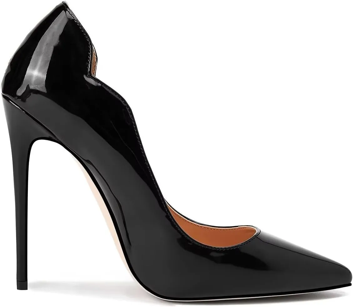 Womens Closed Pointed Toe High Heels Slip On Stiletto Pumps Dress Wedding Shoes 4-Inch