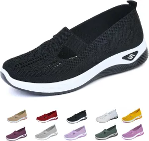 Women's Comfortable Breathable Knitted Sneakers, Orthopedic Shoes for Women with Arch Support, Slip On Casual Sneakers Shoes
