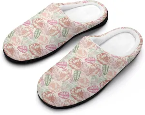 Womens Cowboy Cactus Slippers Men Warm Cotton House Slippers Hard Sole Soft Clog Slippers Slip-On Shoes Indoor Outdoor