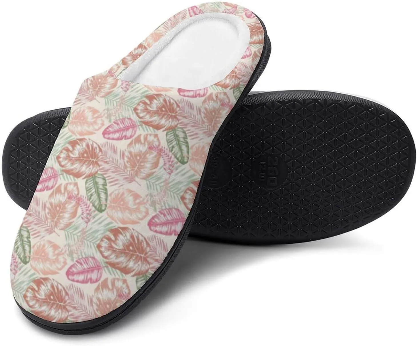 Womens Cowboy Cactus Slippers Men Warm Cotton House Slippers Hard Sole Soft Clog Slippers Slip-On Shoes Indoor Outdoor