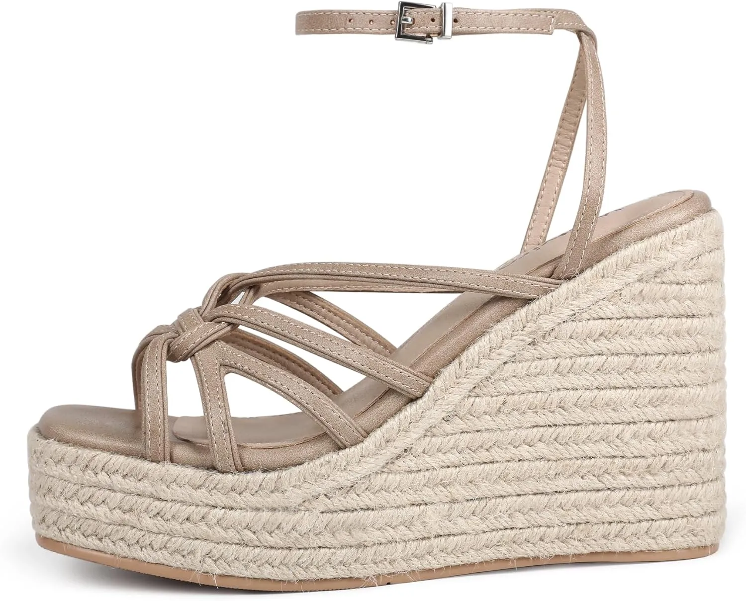 Women's Espadrille Wedge Sandal Casual Summer Square Toe Strappy Platform Sandal for Women