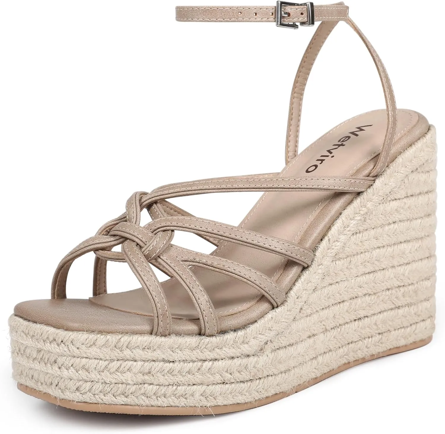 Women's Espadrille Wedge Sandal Casual Summer Square Toe Strappy Platform Sandal for Women