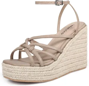 Women's Espadrille Wedge Sandal Casual Summer Square Toe Strappy Platform Sandal for Women