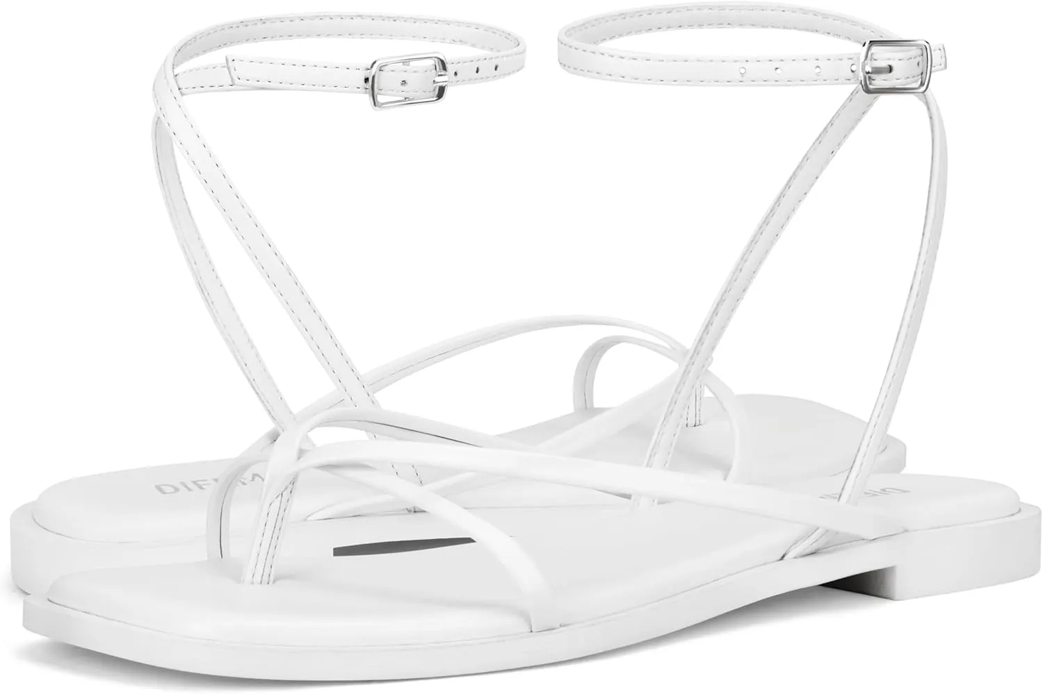 Womens Flats Sandals Square Toe Strappy Ankle Strap Flats