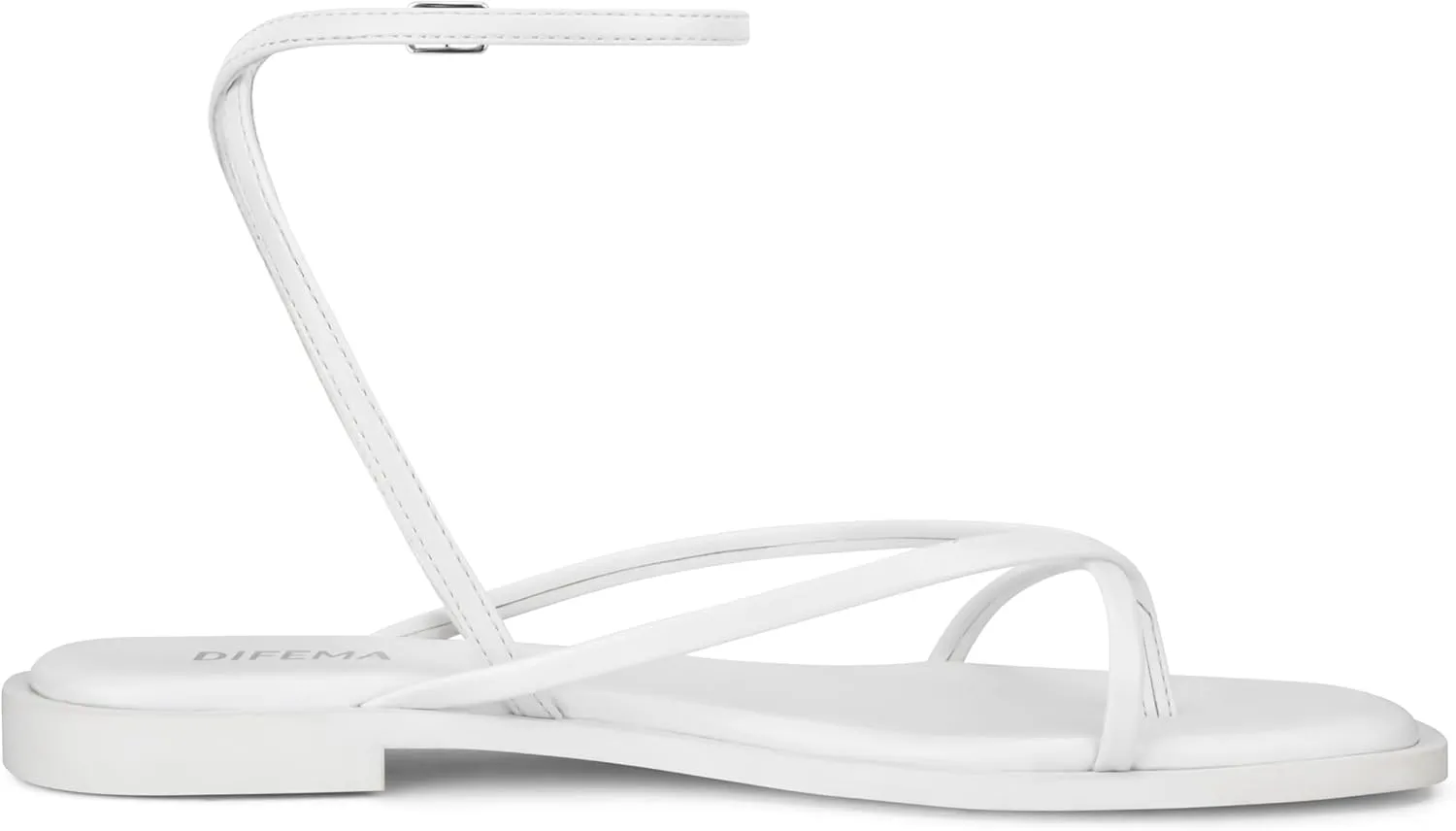Womens Flats Sandals Square Toe Strappy Ankle Strap Flats
