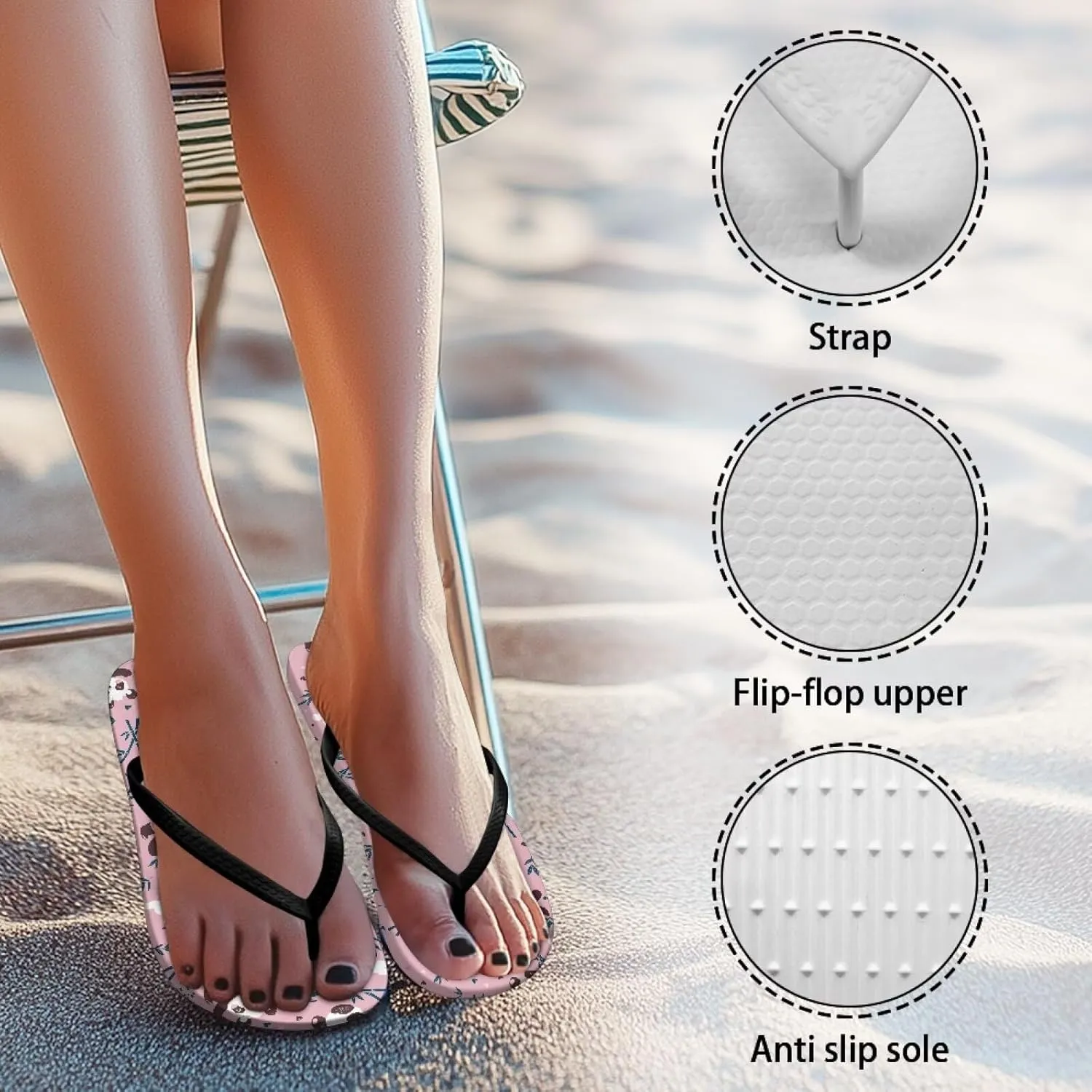 Womens Flip Flops Pillow Soft Shower Shoes with Orthotic Rubber Soles Summer Beach Shoes Cushion Footbed Footwear