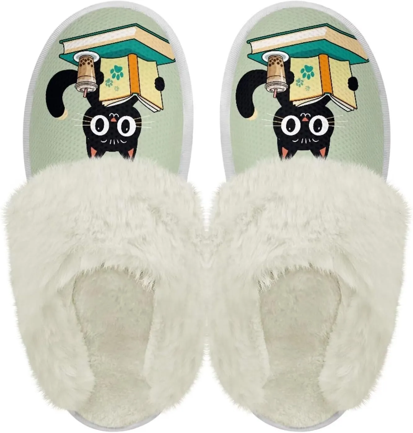 Women's Fuzzy Slip On Slippers Warm Cozy Soft Plush Slippers Lightweight Winter Fluffy Non Slip Indoor House Shoes Size 5-10