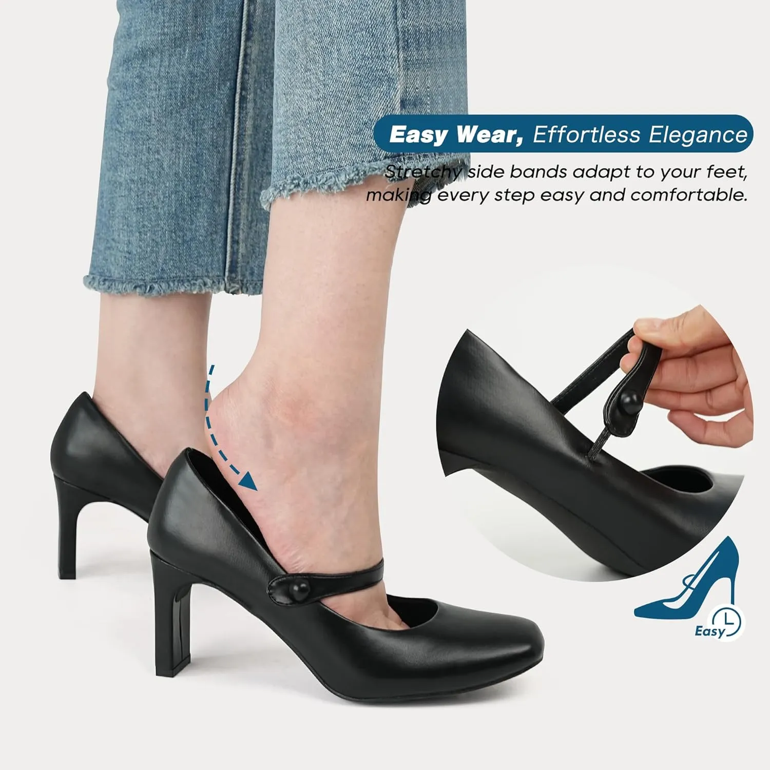 Womens Mary Janes Chunky Heels Square Toe Pumps
