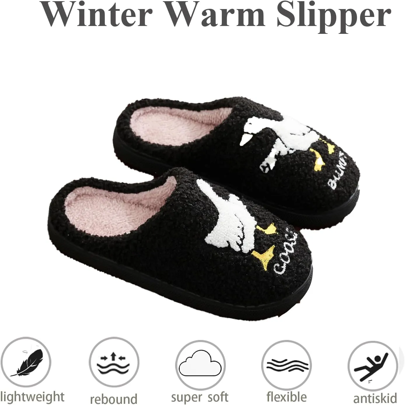 Women's Men's Home Slippers Love Cartoon Retro Soft Plush Lightweight Slippers Slip-on Cozy Indoor Outdoor Couple Slippers Slip on Anti-Skid Sole
