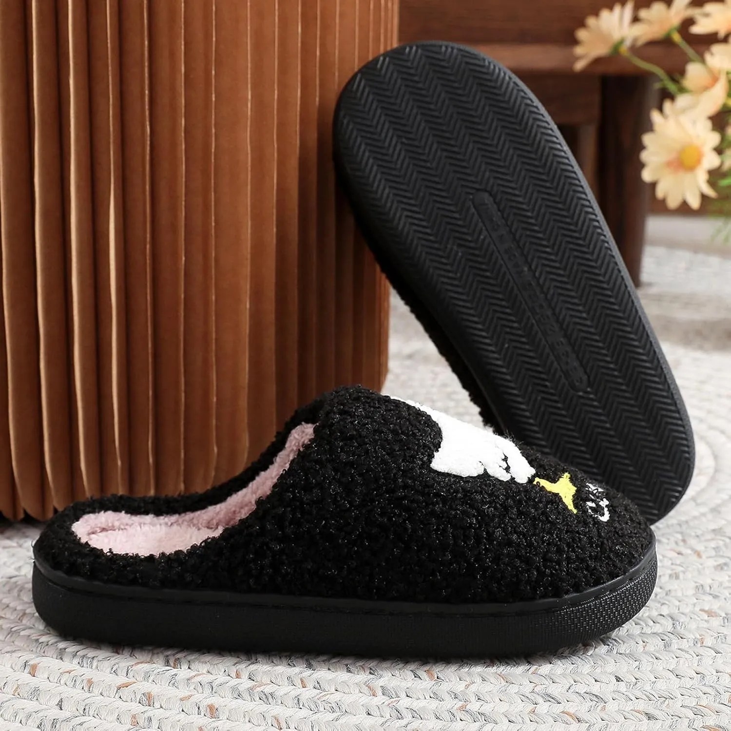 Women's Men's Home Slippers Love Cartoon Retro Soft Plush Lightweight Slippers Slip-on Cozy Indoor Outdoor Couple Slippers Slip on Anti-Skid Sole