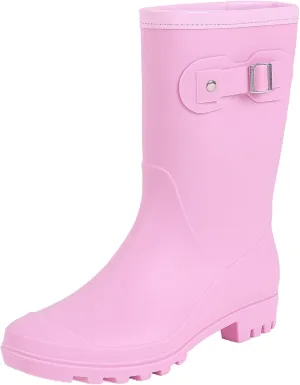 Women's Mid Calf Rain Boots Waterproof Fashion Garden Shoes Anti-slipping Rainboots For Women Comfortable Insole Light Rain Shoes