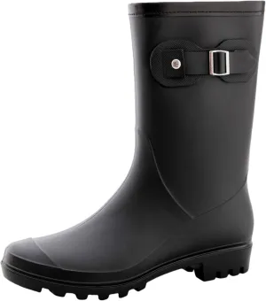 Women's Mid Calf Rain Boots Waterproof Fashion Garden Shoes Anti-slipping Rainboots For Women Comfortable Insole Light Rain Shoes