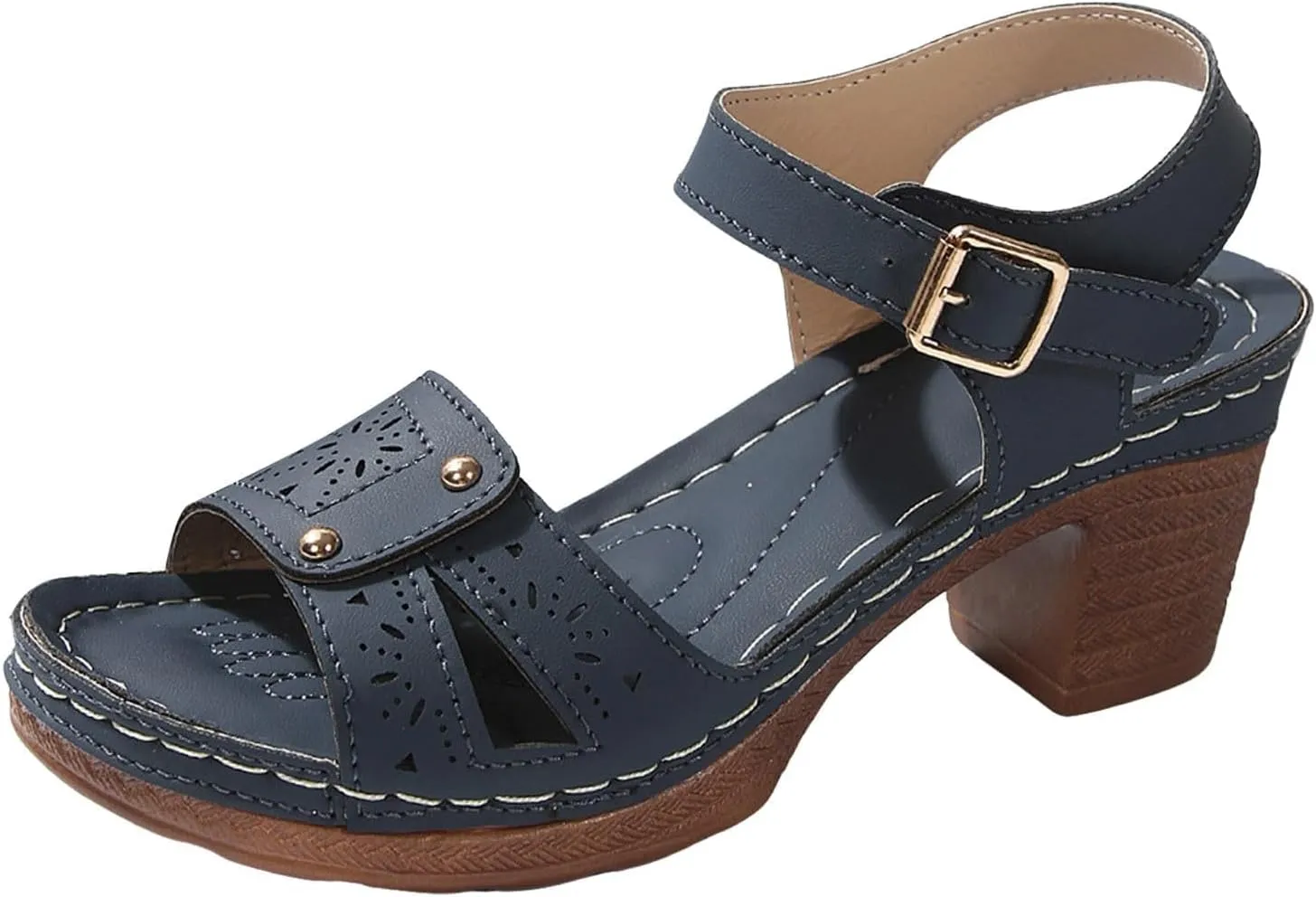 Women's Platform Wedge Sandals Casual Hollow Out Open Toe Sandal Adjustable Ankle Strap Lightweight Walking Shoes Arch Support Peep Slippers Workout Comfortable Sandals