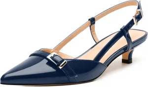 Women's Pumps, Closed Pointed Toe Slingback Heels, Ankle Strap Buckle Fashion Kitten Heel Shoes for Women Dress Party Wedding