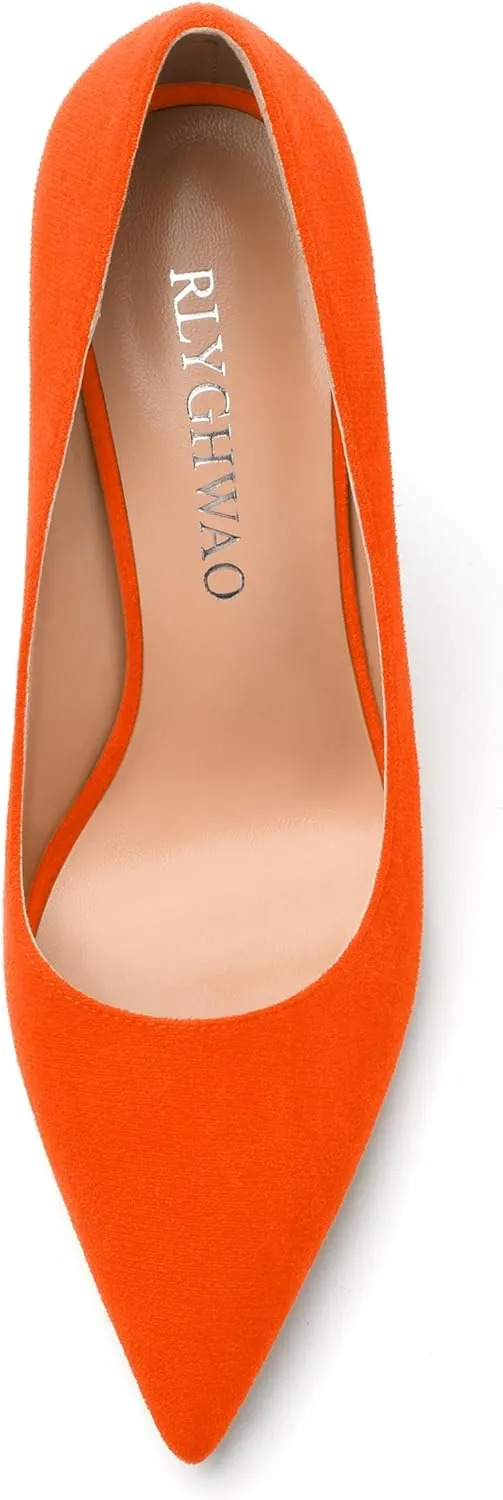 Womens Pumps Pointed Toe Stiletto High Heels Fashion Solid Suede Slip On Shoes for Women