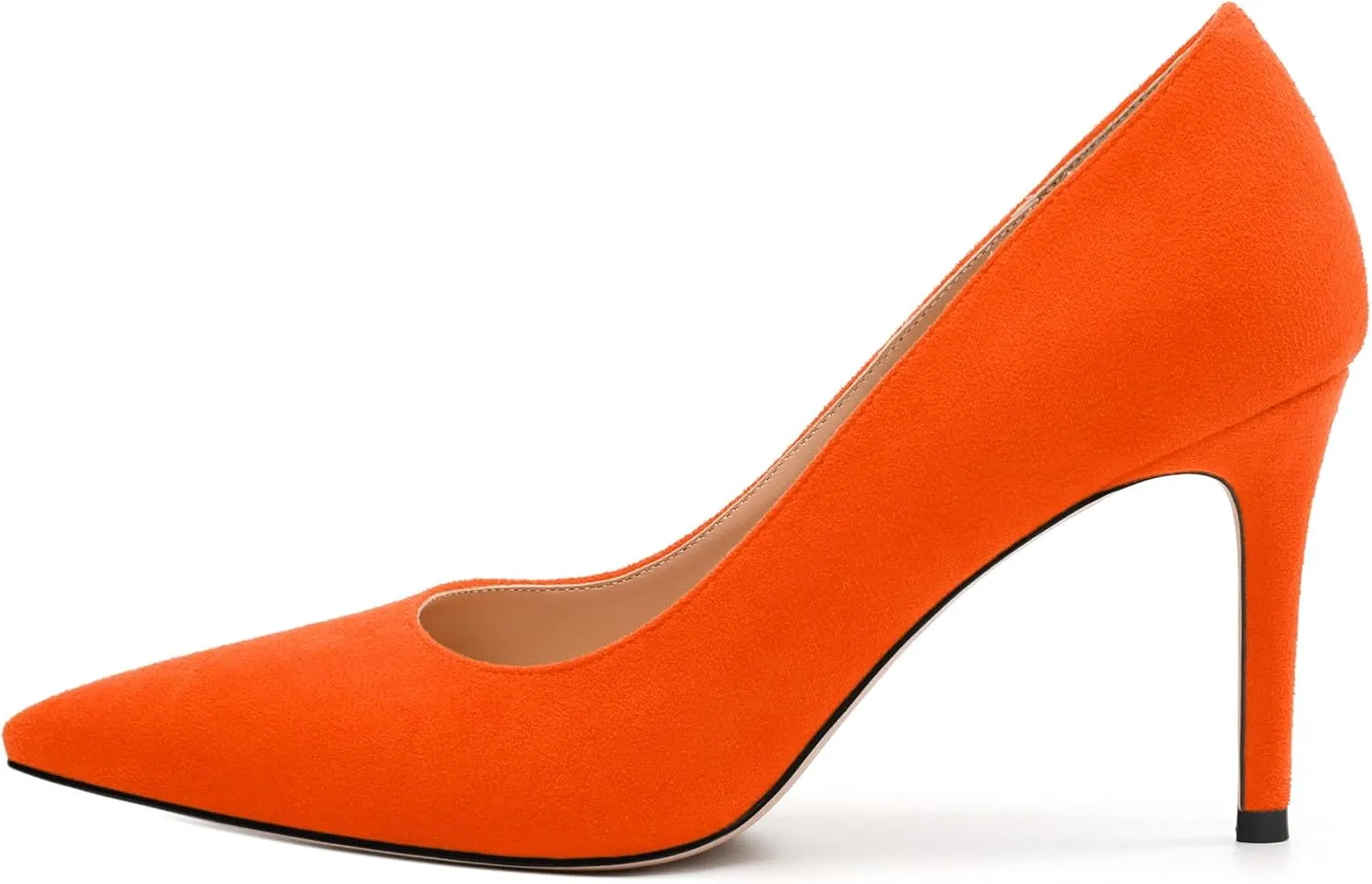 Womens Pumps Pointed Toe Stiletto High Heels Fashion Solid Suede Slip On Shoes for Women