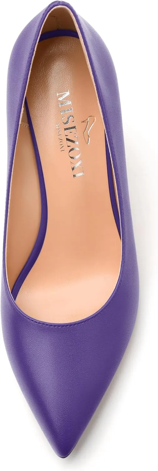 Womens Pumps Shoes, Pointed Toe Wedge High Heel Shoes for Women 3.3"
