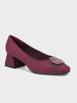 Womens "NETAN" Block Heel Decorated Courts