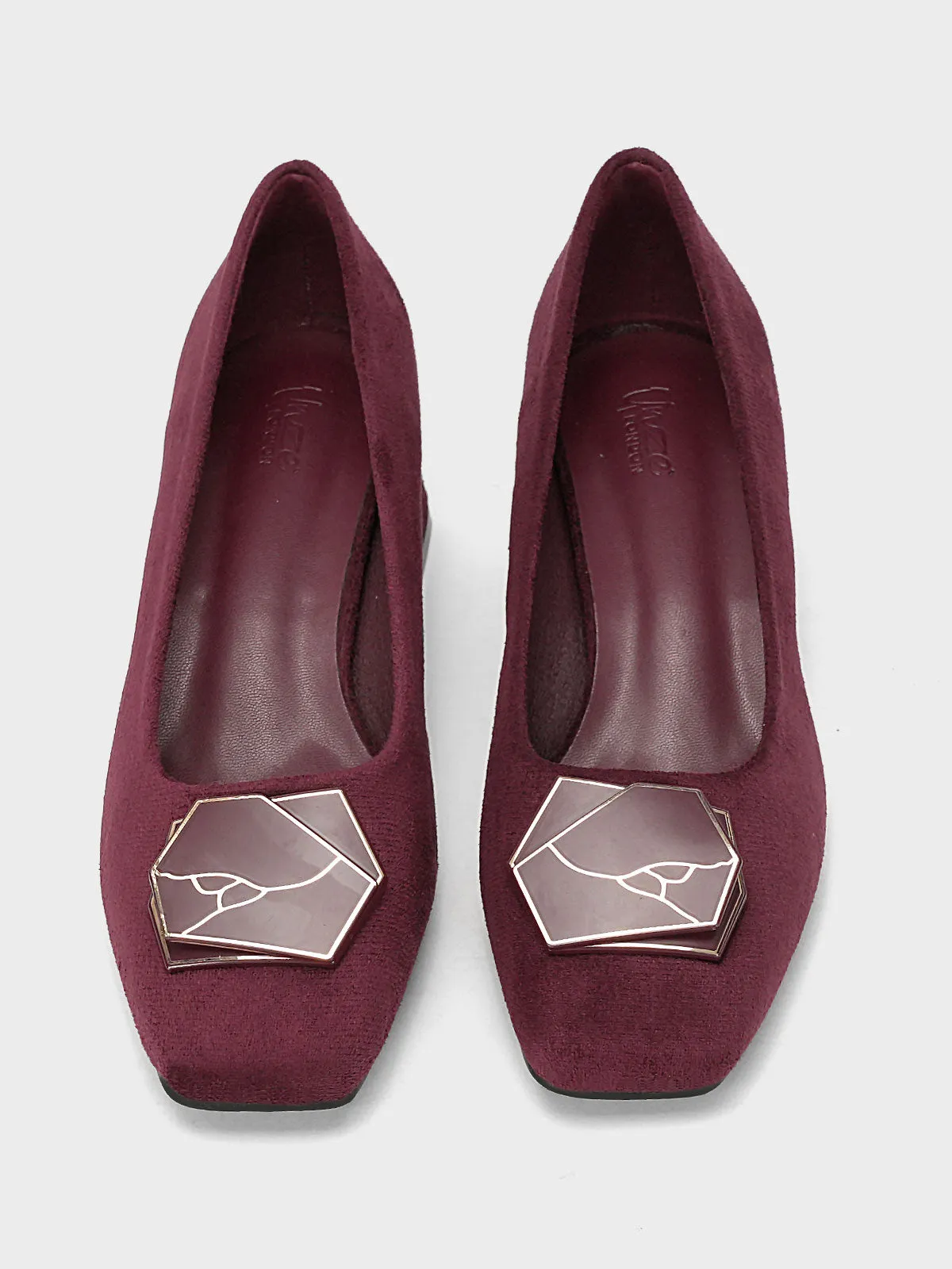 Womens "NETAN" Block Heel Decorated Courts