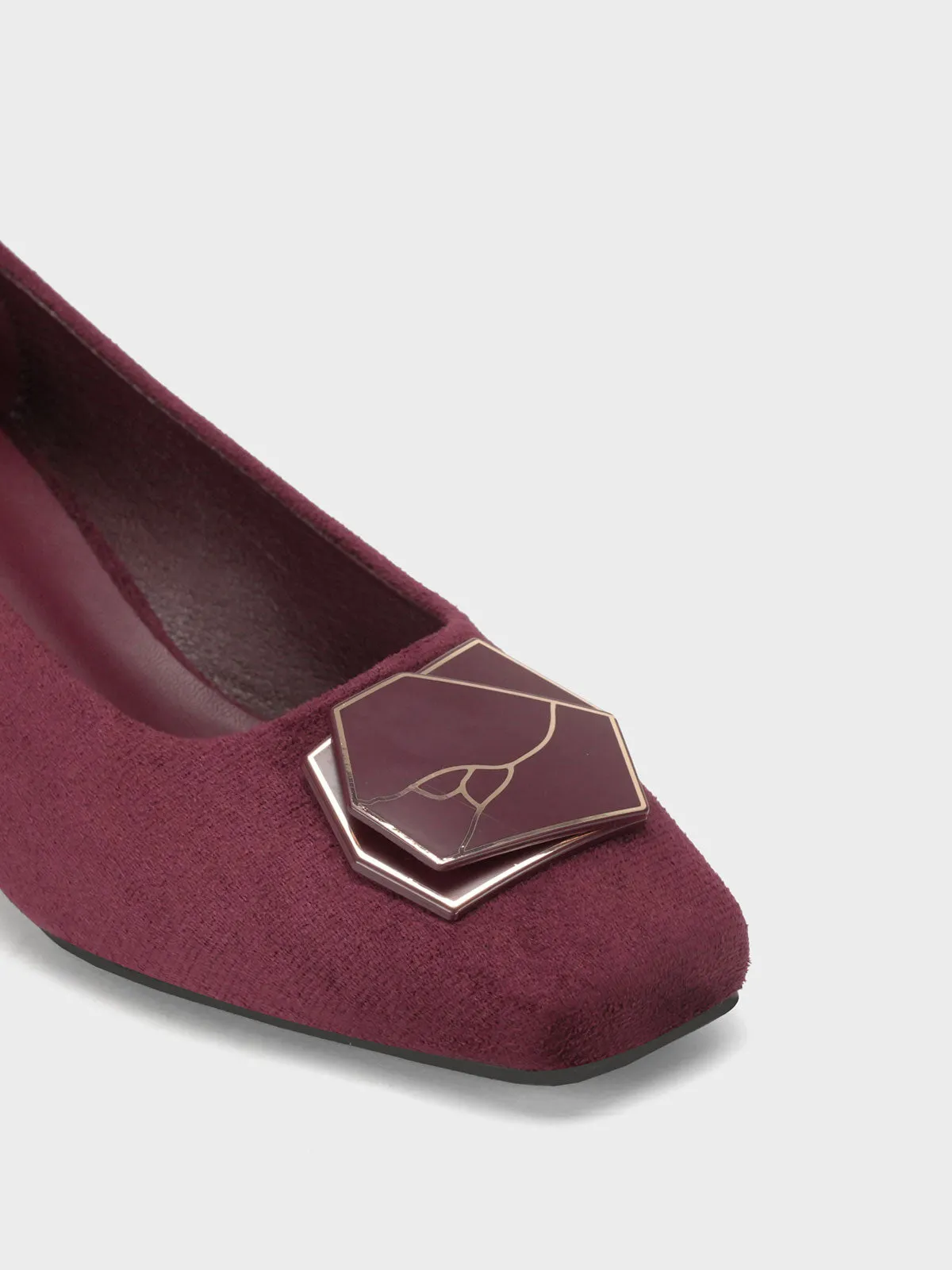 Womens "NETAN" Block Heel Decorated Courts