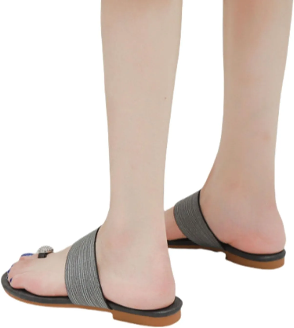 Women's Rhinestone Flat Clip Toe Loop Ring Flip Flops Sandals Block Low Heel Slip on Gladiator Thong Slides for Women Summer Outdoor