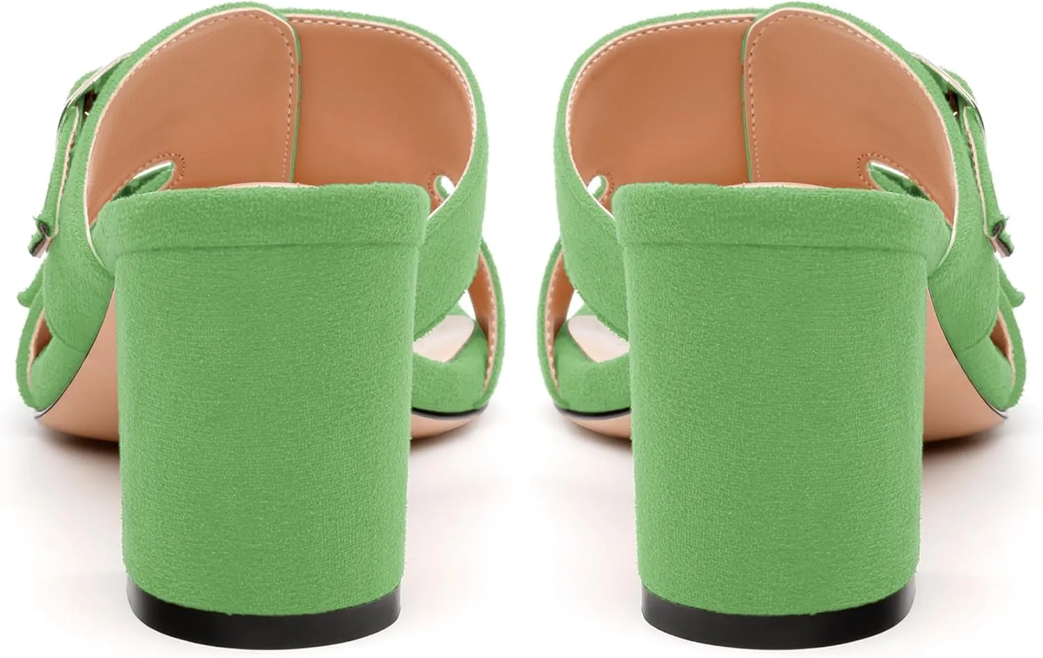 Women's Sandals, Round Toe Mid Chunky Heels, Fashion Buckle Heeled Sandal for Women 2.5 Inch