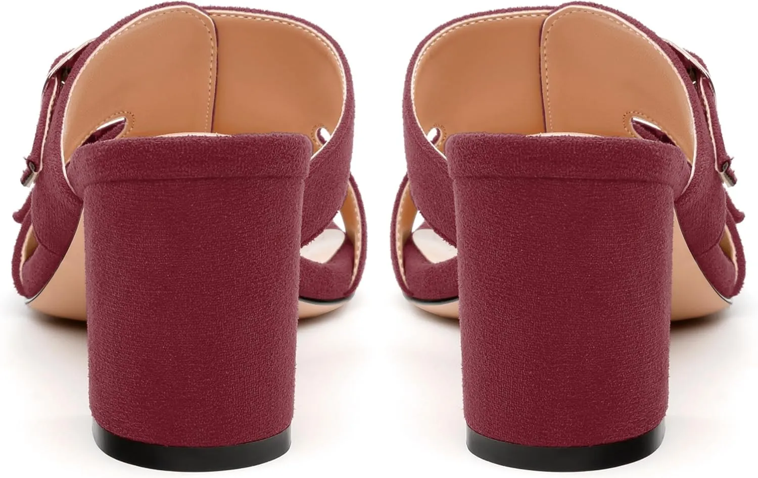 Women's Sandals, Round Toe Mid Chunky Heels, Fashion Buckle Heeled Sandal for Women 2.5 Inch