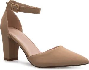 Women's Sexy D'Orsay Ankle Strap Pointed Toe Block Heel Pump - Classic, Comfortable