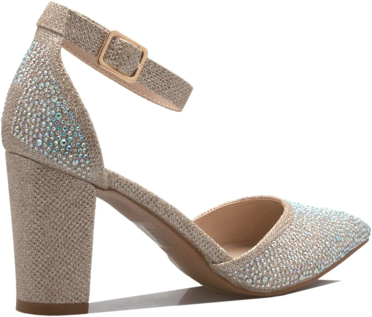 Women's Sexy D'Orsay Ankle Strap Pointed Toe Block Heel Pump - Classic, Comfortable