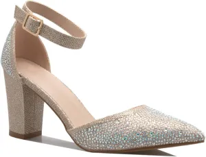 Women's Sexy D'Orsay Ankle Strap Pointed Toe Block Heel Pump - Classic, Comfortable