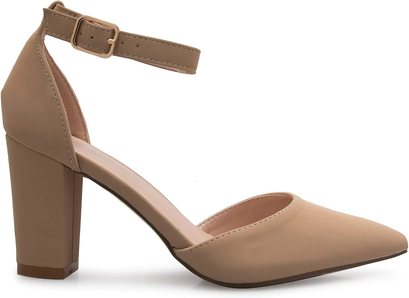 Women's Sexy D'Orsay Ankle Strap Pointed Toe Block Heel Pump - Classic, Comfortable