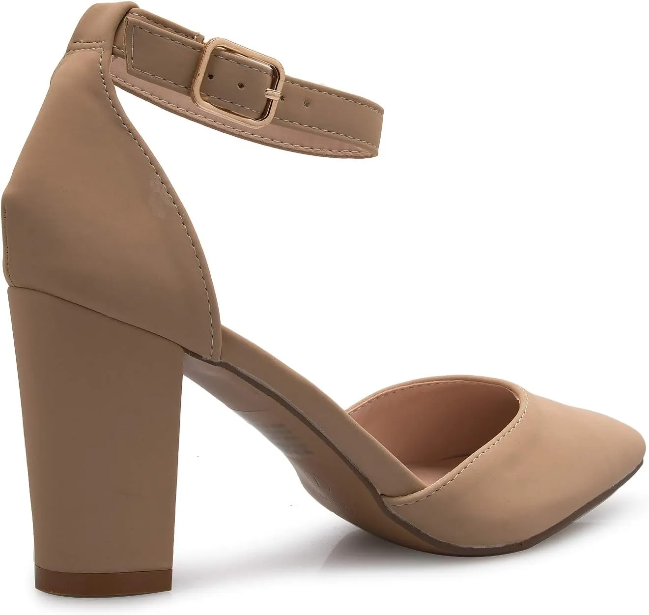Women's Sexy D'Orsay Ankle Strap Pointed Toe Block Heel Pump - Classic, Comfortable