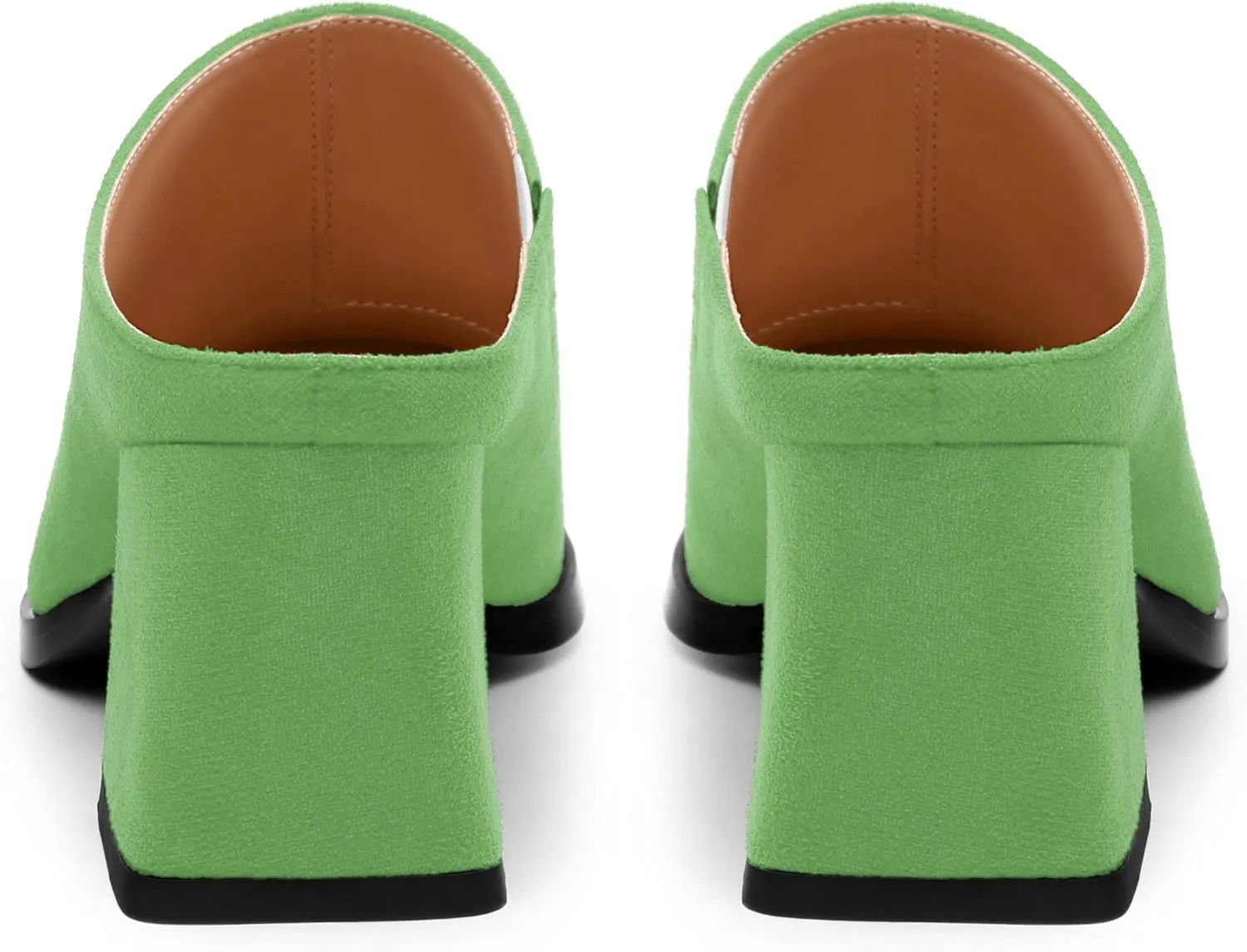 Women's Slide Sandals, Square Closed Toe Chunky Heeled Sandals, Comfort Slip On Fashion Solid Suede Mules Sandals for Women