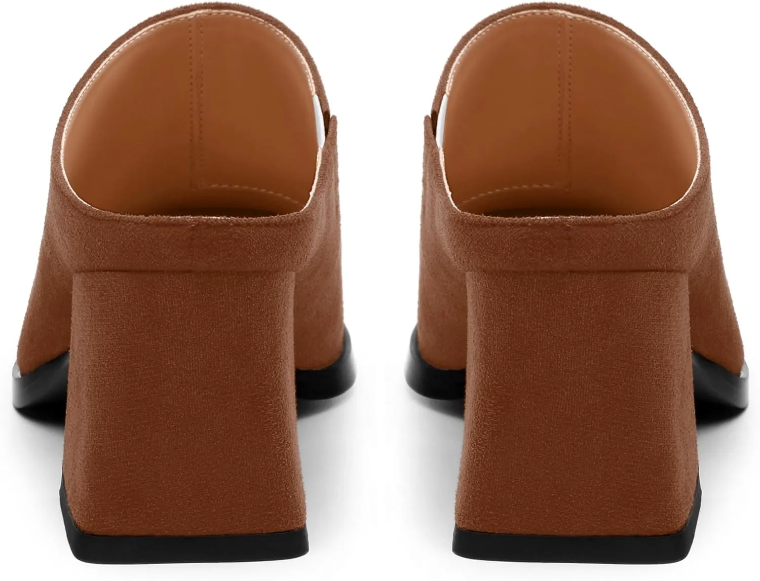 Women's Slide Sandals, Square Closed Toe Chunky Heeled Sandals, Comfort Slip On Fashion Solid Suede Mules Sandals for Women