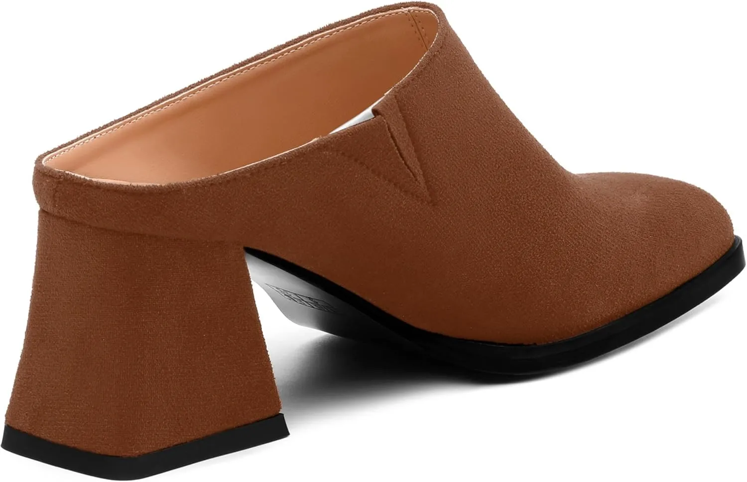 Women's Slide Sandals, Square Closed Toe Chunky Heeled Sandals, Comfort Slip On Fashion Solid Suede Mules Sandals for Women