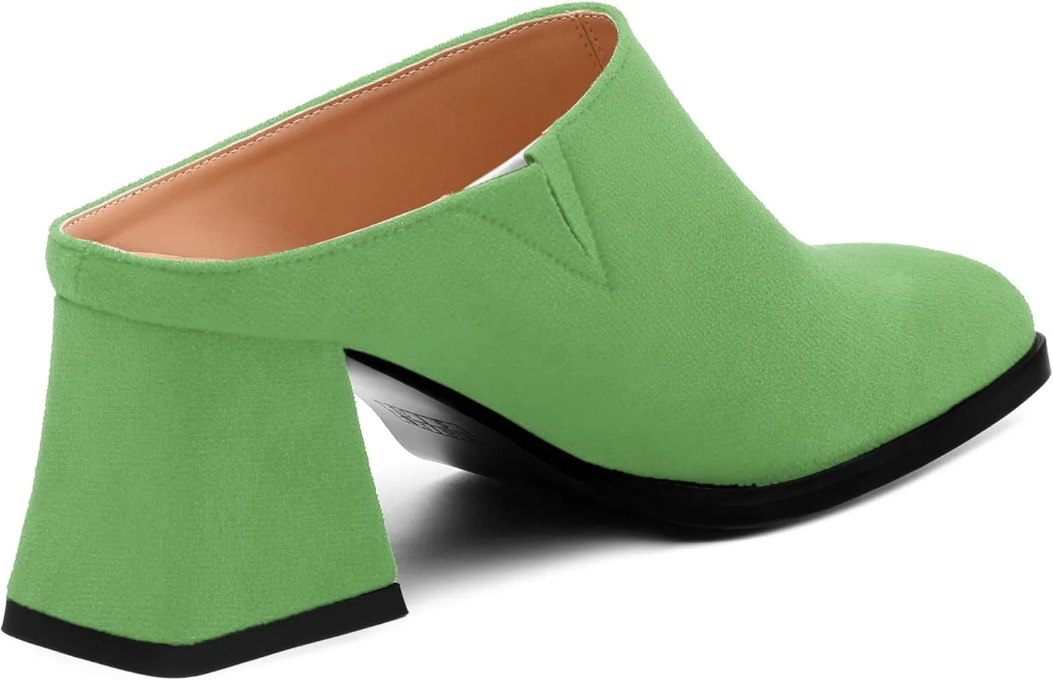Women's Slide Sandals, Square Closed Toe Chunky Heeled Sandals, Comfort Slip On Fashion Solid Suede Mules Sandals for Women