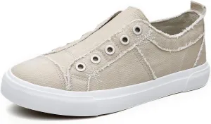 Women's Slip-On All Cotton Canvas Shoes Lightweight Casual Fashion Sneakers