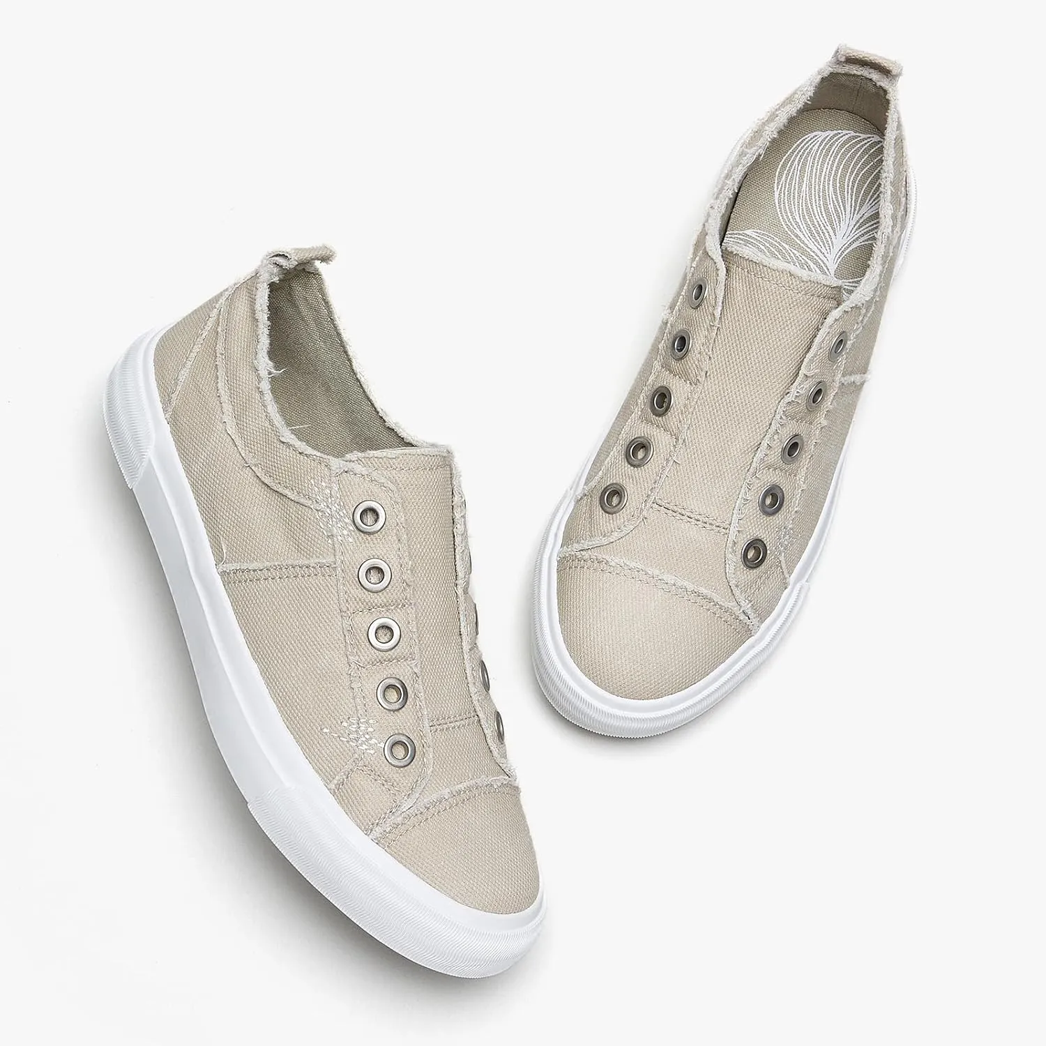 Women's Slip-On All Cotton Canvas Shoes Lightweight Casual Fashion Sneakers